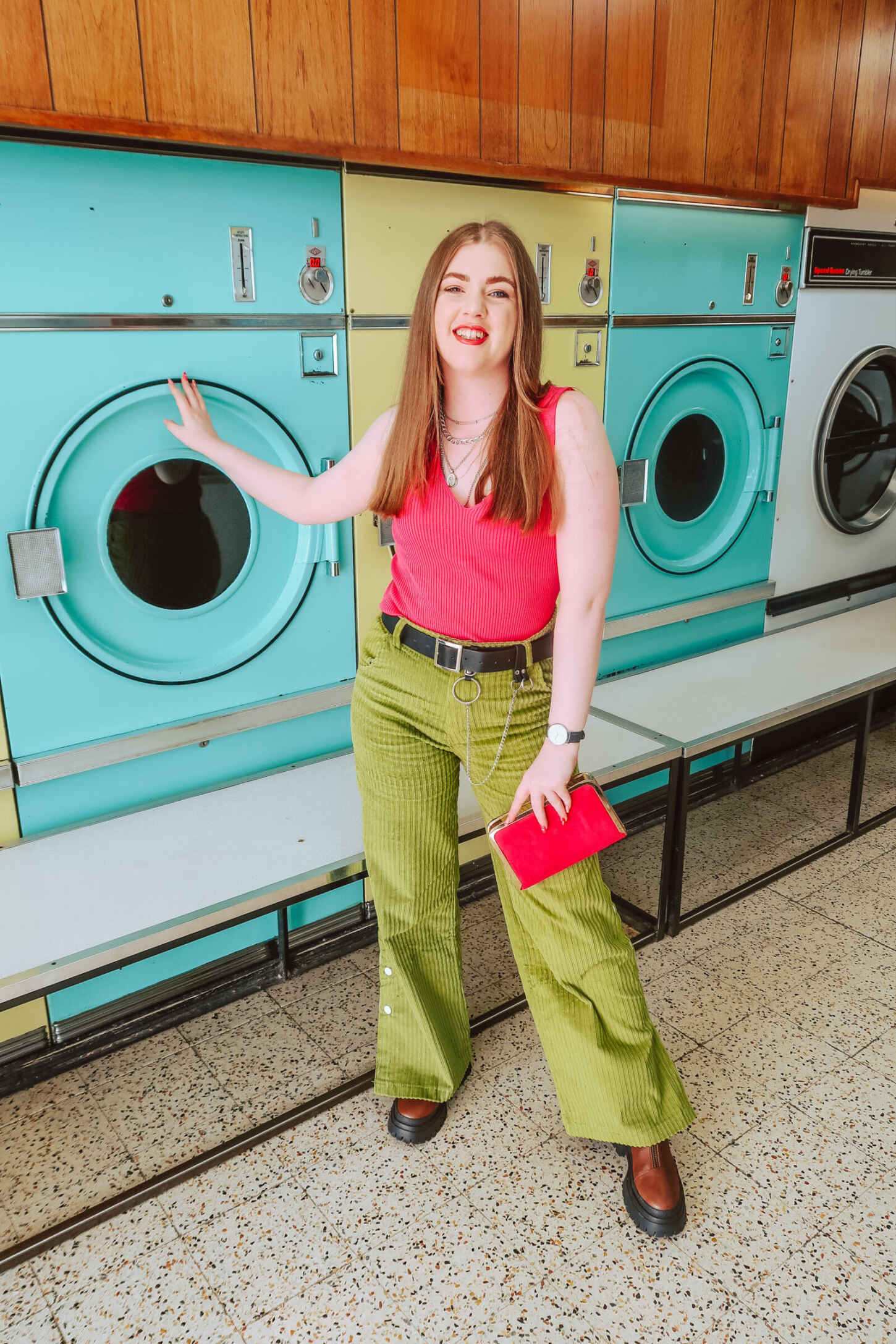 Lime green outlet and pink outfits