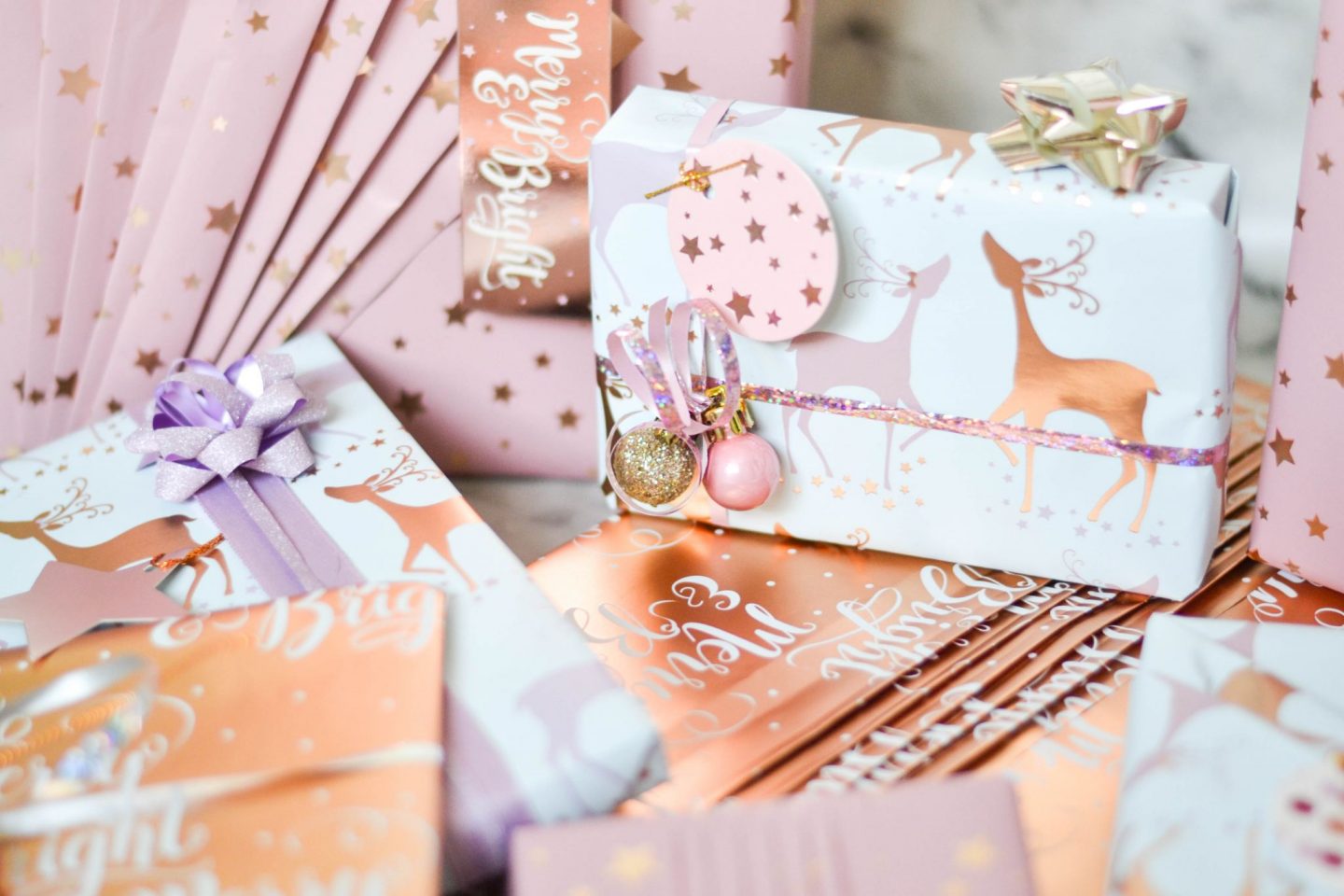 pink christmas wrapping paper